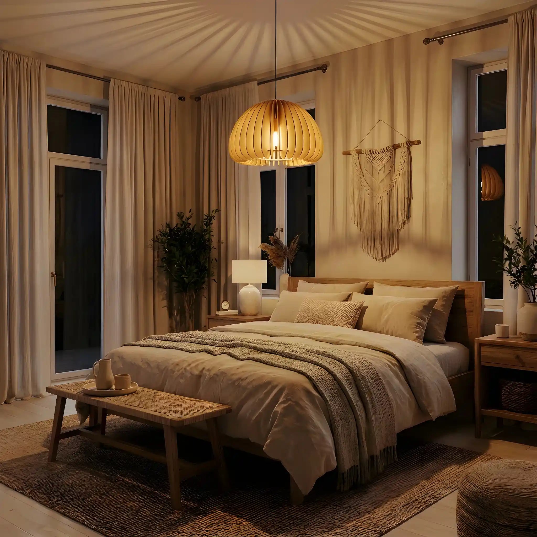 Miloa-hanglamp-boho-slaapkamer-donker