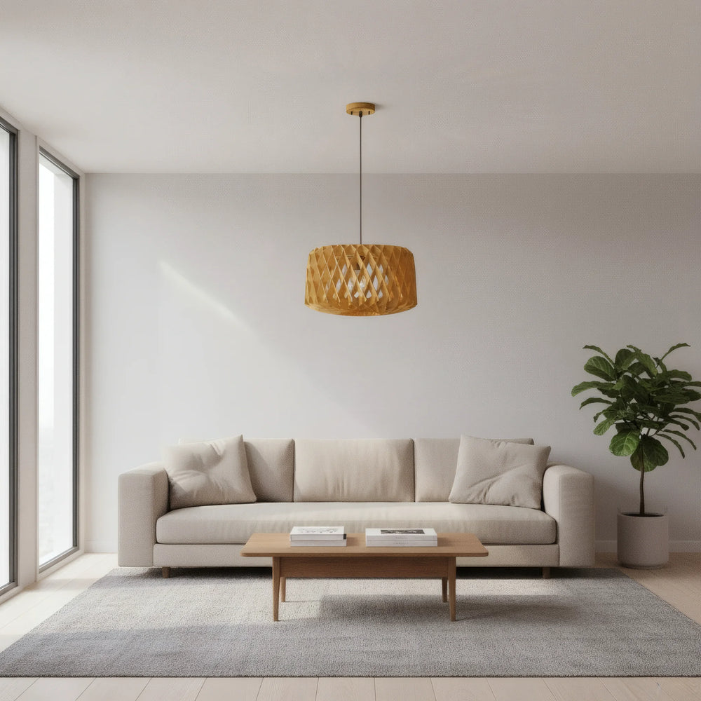 Houten-hanglamp -Calla-woonkamer