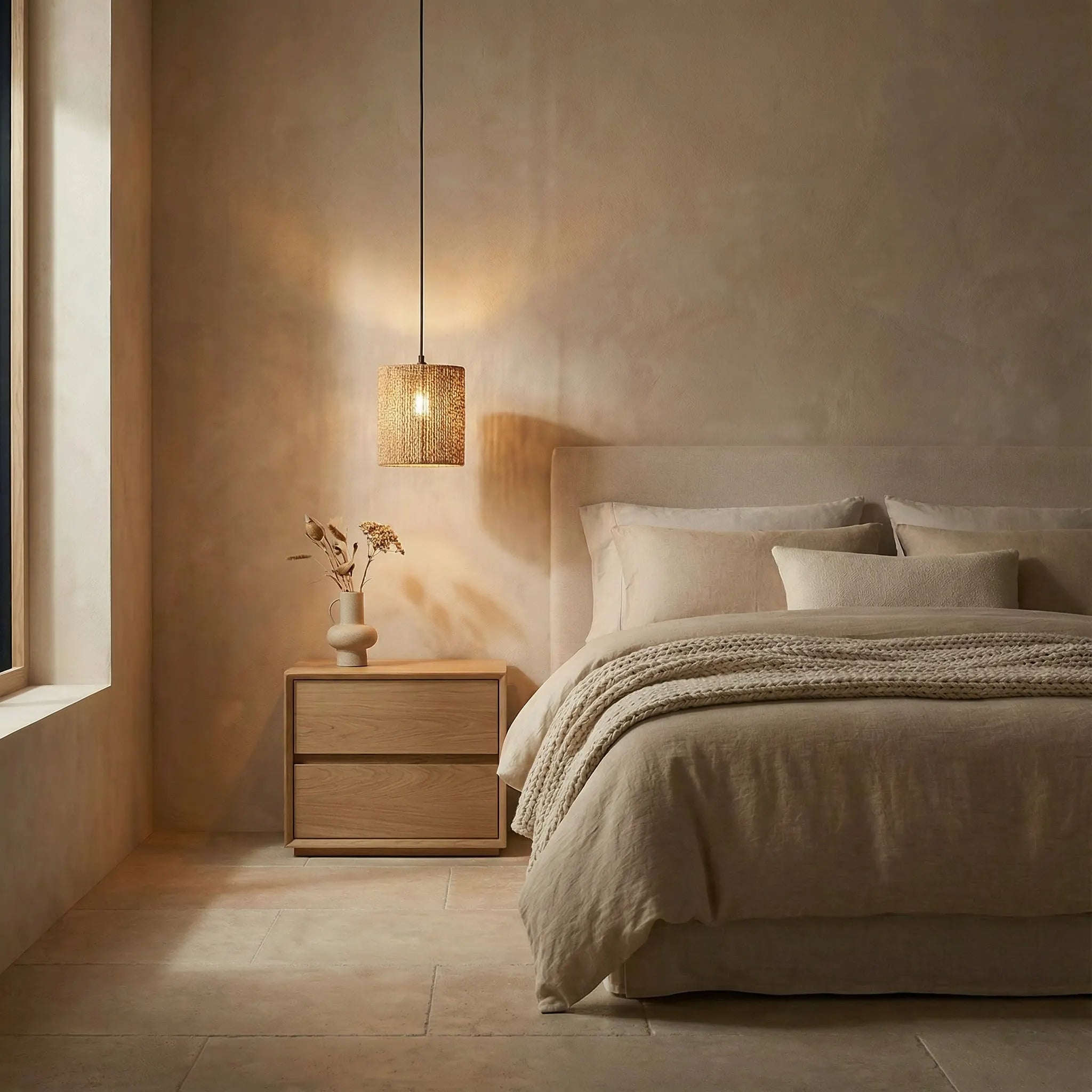 Rotan-hanglamp-Liva-Slaapkamer-nacht