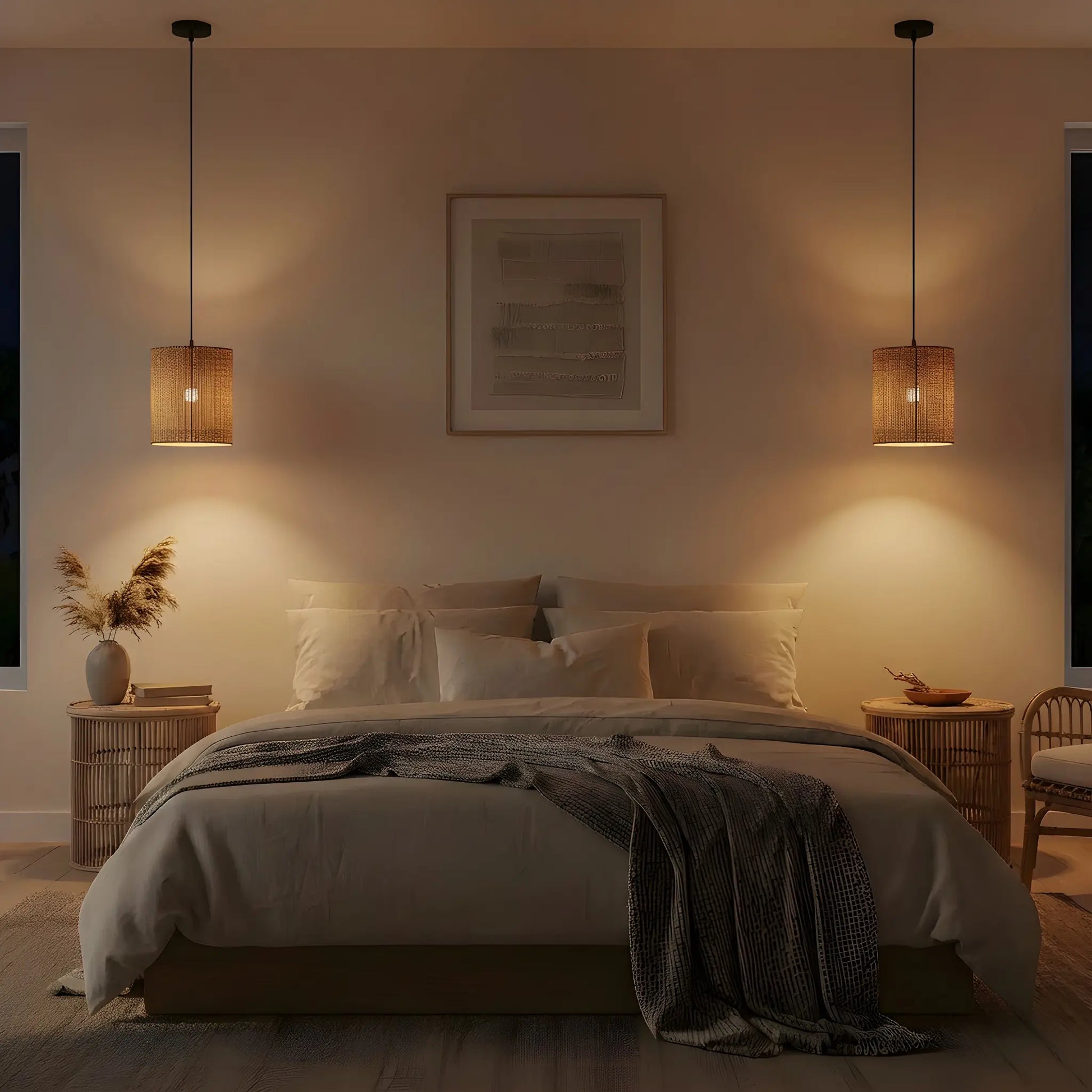 Rotan-hanglamp-Liva-slaapkamer-donker