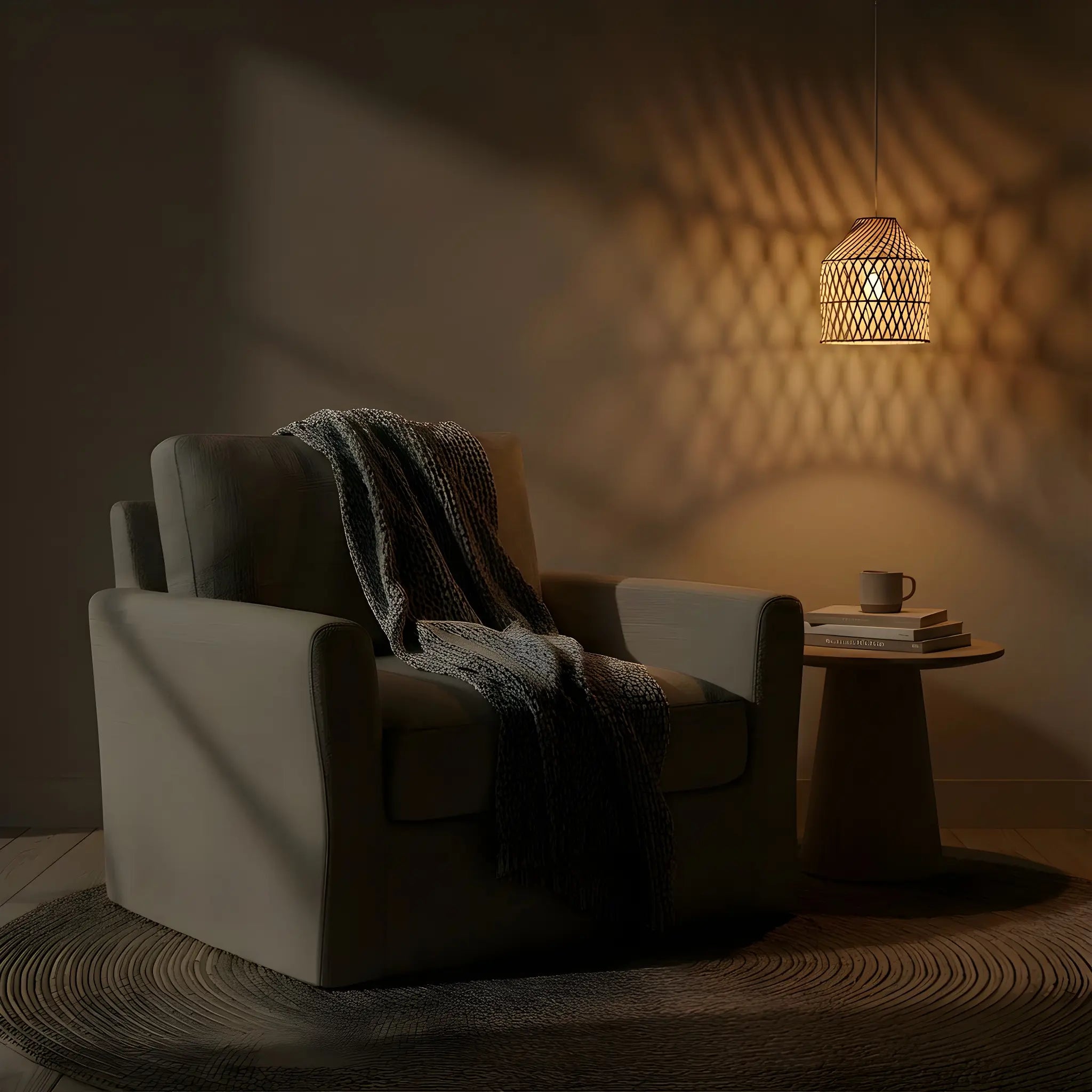 Rotan-hanglamp-Tula-zithoek-donker